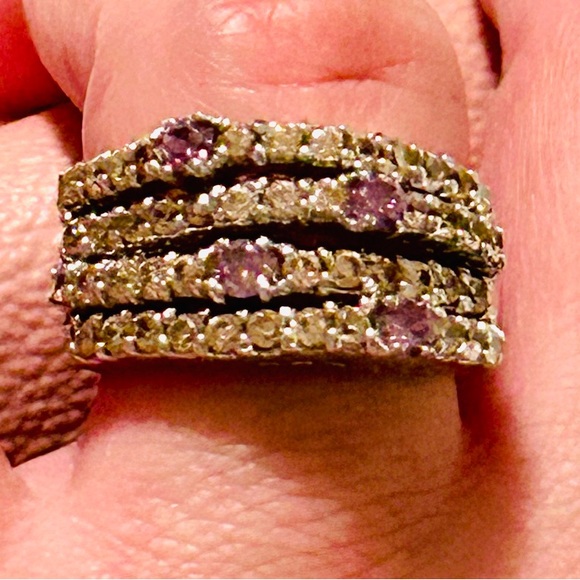 Beautiful sterling silver ring with pink n purple stones not sure if it’s real💎 - Picture 7 of 14